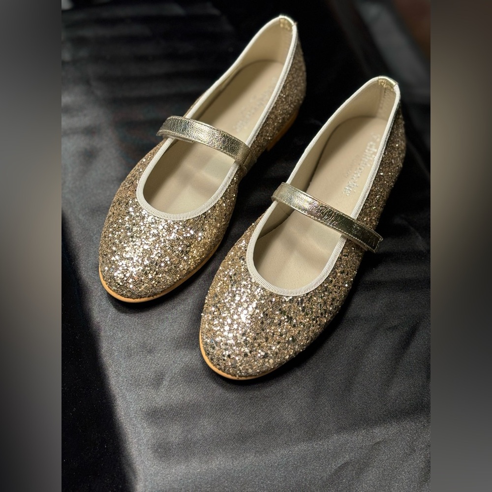 NEW Childrenchic Girls' Gold Glitter Mary Jane Flats - Picture 8 of 12